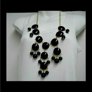 2 BLACK BUBBLE STATEMENT NECKLACES Elegant Black Statement Necklace NEW vintage